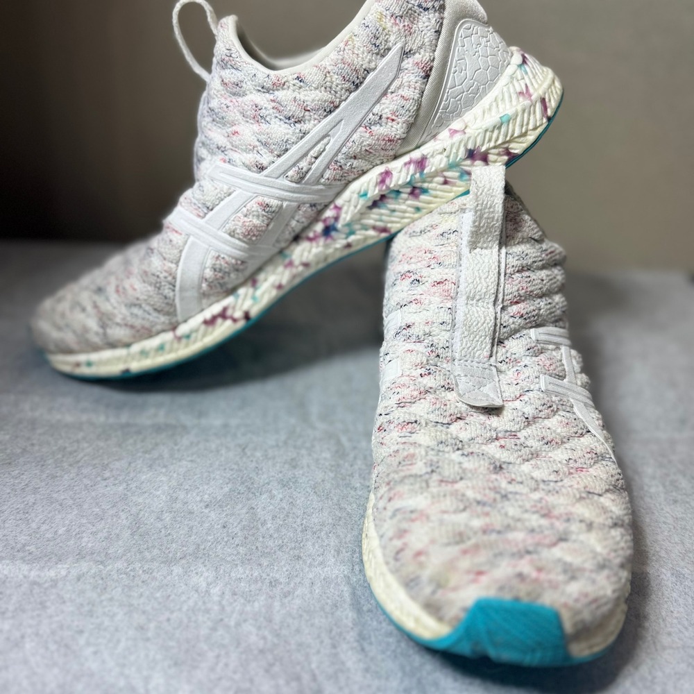 ASICS Gel-Kenun Knit Womens 9.5 White Multi Color Speckled T8F5N Running Shoes